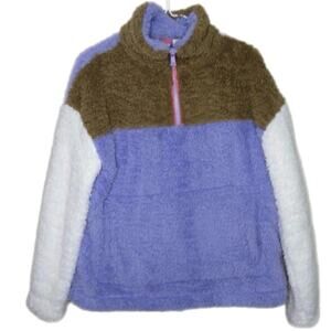Gap Oversized Fuzzy Cozy Color Block 1/4 Zip Fleece - Women's S